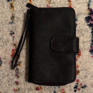 Black faux leather wallet wristlet excellent used condition